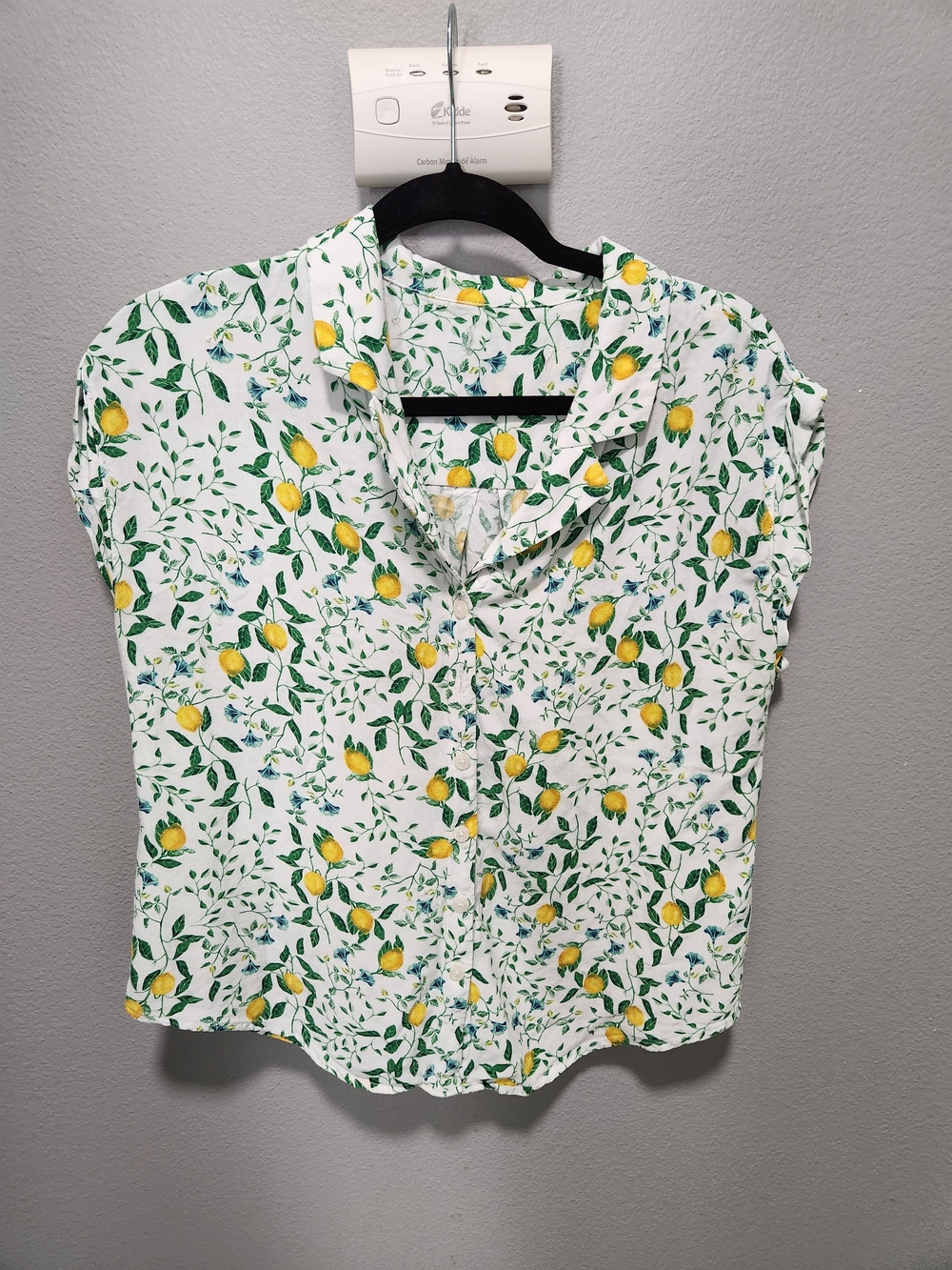 Women’s White Lemon Print Button-Up Top